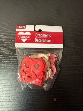 Valentine XO Heart Wooden Ornaments 15pc Red Pink Craft Decor Set